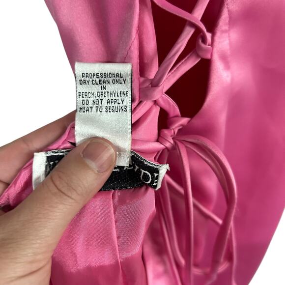 Barbiecore Pink Sequin Gown Masquerade Y2K Lace-Up Size‎ 11/12 - Picture 8 of 9